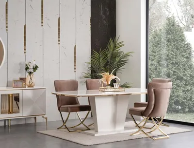 Produktbild von Moderner Säulentisch Tische Esszimmer Möbel Tisch X Säule Esstisch