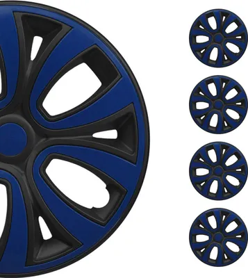 Produktbild von Radkappen 16 zoll Matt Schwarz & Dunkel Blau 4tlg satz