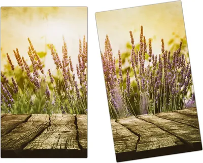 Produktbild von Spritzschutz Herdabdeckplatte Schneidebrett aus Glas Lavendelfeld 2-Teilig (60x52cm)