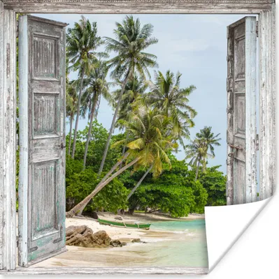 Produktbild von MuchoWow® Poster Tropisch - Palme - Blick - Meer 30x30 cm - Wandposter - Printing