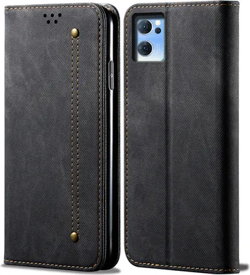 Image de OPPO Reno7 5G Case, étui portefeuille en cuir avec fermeture magnétique et support pour OPPO Reno7 5G noir