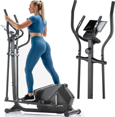 Obrázek produktu pro Gymtek® Magnetický crossový trenažér pro domácnost, eliptický trenažér, eliptický trenažér - do 130 kg - 7 kg setrvačník, 8 úrovní odporu