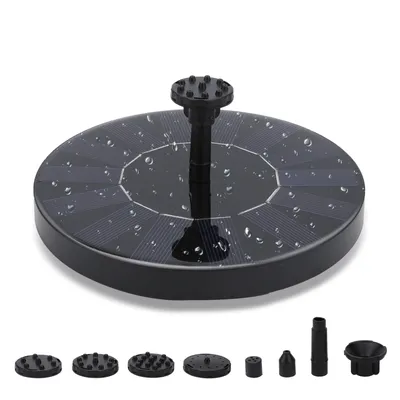 Immagine prodotto di Pompa solare 1,5W fontana Fontana da giardino con 6 stili di fontana Pompa solare per acqua Pompa per fontana Pompa solare per laghetto Pompa solare per fontana da bagno Nero