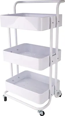 Produktbild von Echtwerk mobiler Servierwagen für Küche/ Bad/ Büro mit 3 Ebenen, Küchenrollwagen mit Schubladen, Werkzeugwagen, Allzweckwagen mit Schiebegriff, White-Edition, 43 x 32 x 86 cm
