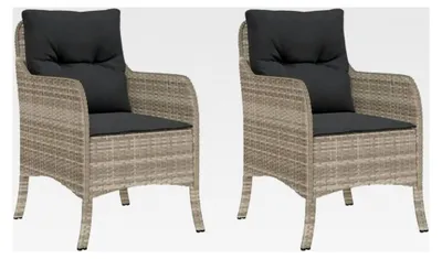 Produktbild von Gartenstühle mit Kissen, 2 Stück, hellgrau, Polyrattan