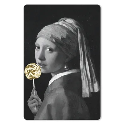 Produktbild von MuchoWow® Mauspad Mousepad Mädchen mit einem Perlenohrring - Johannes Vermeer - Lollipop - Gold 18x27 cm - Mousepads - Maus Mat - Pad - Mausunterlage