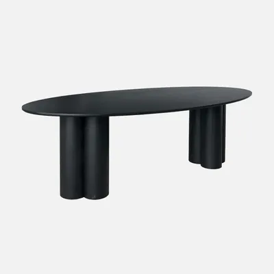 Produktbild von sweeek - Ovaler Esstisch aus Heveaholz und Eichenfurnier 8 Plätze 220 cm - Schwarz