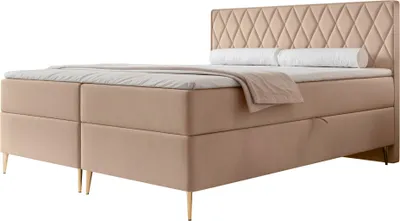 Produktbild von Selsey Caresso - Boxspringbett 160x200, Bonellmatratze, Topper, Velours, beige