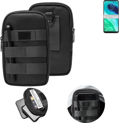 Produktbild von K-S-Trade Holster Gürtel Tasche kompatibel mit Motorola G8 Handy Tasche Schutz Hülle dunkel-grau viele Fächer, 1x