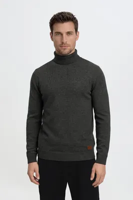 Produktbild von BLEND BHLatif Herren Rollkragenpullover Pullover Strickpullover mit Rollkragen Rippbündchen Baumwollmischung Regular fit, KI-generiertes Bild