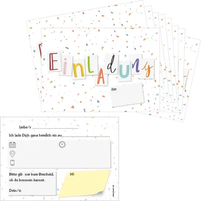 Image de PRICARO Cartes d'invitation d'anniversaire pour enfants, A6 "Letters", 10 pièces