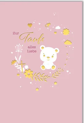 Produktbild von Taufe - Karte mit Umschlag - weißes Bärchen, Junge