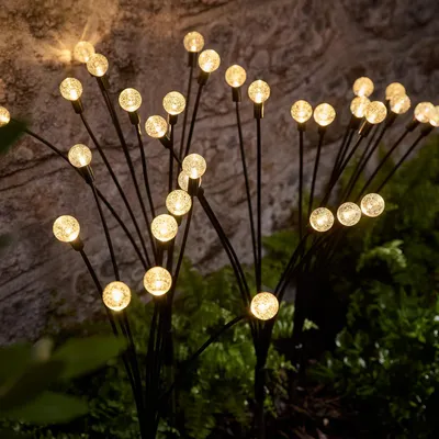4er-Set LED-Solar-Staberlampen, 70 cm, schwarz, Metall, Kugelform