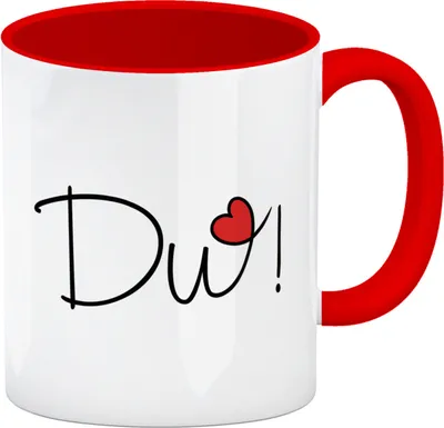 Produktbild von Du! schöner Kaffeebecher Rot als Geschenk mit Herz