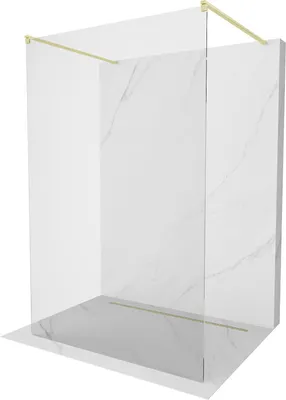 Produktbild von Mexen Kioto freistehende Duschwand 100 x 200 cm, transparent 8 mm, gebürstetes Gold - 800-100-002-55-00