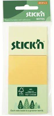 Obrázek produktu pro Samolepicí blok 38 x 51 mm, 3 pastelové barvy, 100 listů