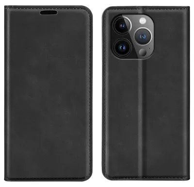 Productafbeelding van MobyDefend Hoesje - Geschikt voor iPhone 15 Pro Max  - Luxe Wallet Bookcase (Magnetische Sluiting) - Zwart
