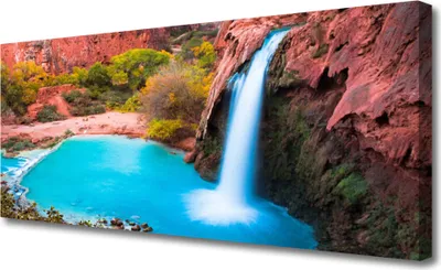Produktbild von Tulup Leinwand-Bilder 125x50 Wandbild Canvas Kunstdruck Wasserfall Gebirge Natur