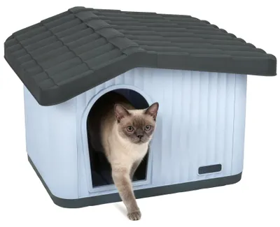 Produktbild von VOUNOT® Katzenhaus & Hundehütte Indoor Outdoor, Haustierhaus Winterfest und Wetterfest 60 x 51 x 41 cm, Weiß