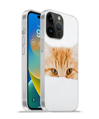 Produktbild von MuchoWow® Handyhülle Schutzhülle Hülle für Apple iPhone 14 Pro - Softcase Katze - Rot - Weiß - Mädchen - Jungen - Kind Silikon Softcase Handy Hülle - Umschlag