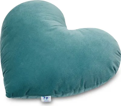 Produktbild von Pepi Kuschelkissen in Herz Form - Handgenäht Antiallergenes Herzkissen 48×43 cm - weiches Kinderkissen Dekokissen für Babys Plüschherz - Emerald