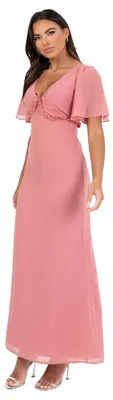 Produktbild von Anaya mit Liebe – Damenmaxikleid mit flatternden Ärmeln, elegantes Brautjungfernkleid mit V-Ausschnitt