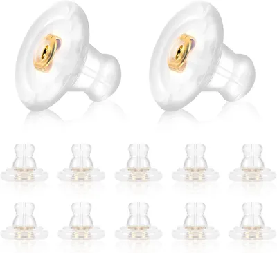 Produktbild von Ohrstecker aus Silikon, 12 Stück, transparent gold, hypoallergen, für empfindliche Haut