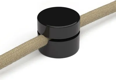 Immagine prodotto di Creative-Cables Passacavo universale – (Nero, Ø 2,3 cm, 2 pezzi) – Fissaggio a parete per cavi tessili a larga sezione – Include vite e tassello
