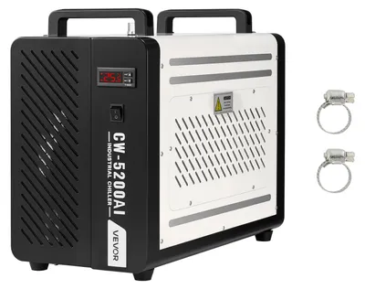 Obrázek produktu pro VEVOR Průmyslový vodní chladič 1,6 kW, vodní chladicí systém s kompresorem, max. průtok 16 l/min, objem nádrže 7 l, průmyslový vodní chladič pro CO2 laserové gravírovací a řezací stroje
