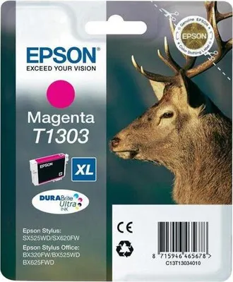 Obrázek produktu pro Epson Stag Inkoustová Magenta T1303 DURABrite Ultra Ink, Purpurová, Inkoust na pigmentové bázi, 1 kusů