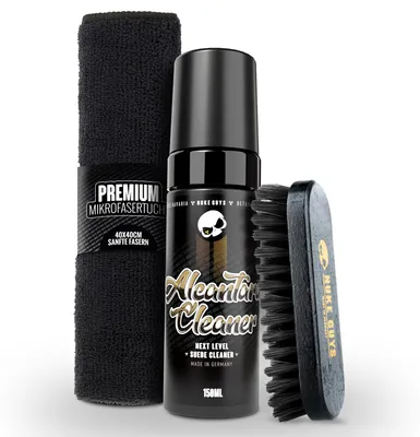 Produktbild von Nuke Guys AlcantaraReiniger Set | 150ml Reiniger geeignet für alle Alcantara Oberflächen + weiche Textilbürste + Mikrofasertuch | Porentiefe Reinigung & Pflege für Sofa Couch Sitze Lenkrad