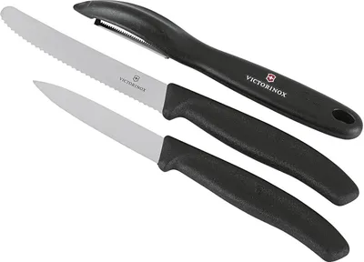 Image de Victorinox Swiss Classic Set de couteaux à légumes avec éplucheur 3 pièces noir