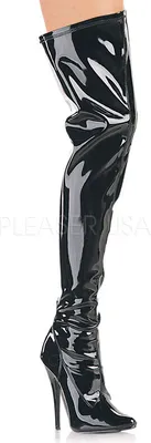 Produktbild von DEVIOUS DOMINA-3000 Hohe Overknees aus schwarzem Lack mit Stilettoabsatz