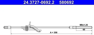 Produktbild von ATE Handbremsseil Seilzug Feststellbremse für FORD FOCUS III Turnier Vorne 24.3727-0692.2