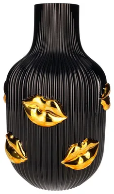 Produktbild von Gift Company Vase LŽAmour Lippen Schwarz Gold (30cm)