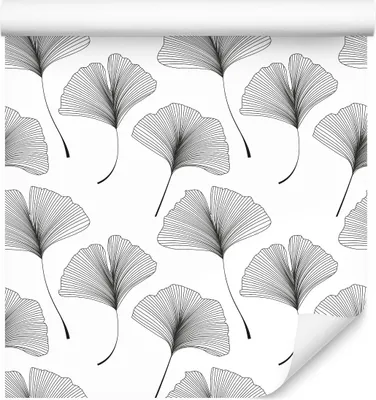 Zdjęcie produktu dla Tapeta do salonu czarno białe liście boho natura Dekoracja Abstrakcyjna z efektem 3D