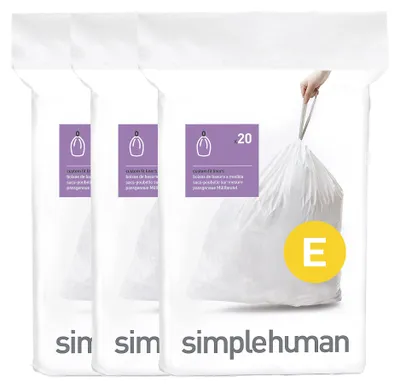 Obrázek produktu pro simplehuman vložky do odpadkových košů 60 kusů KÓD E 20 litrů CW0255