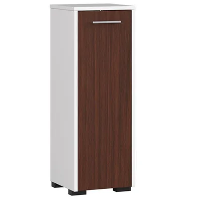 Zdjęcie produktu dla Szafka łazienkowa wolnostojąca: jedne drzwiczki, dwie półki, kolor: biały | wenge, wymiary mebla: szer: 30 cm, wys: 82 cm, gł: 30 cm