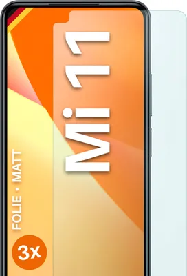 A marketing image for a screen protector for a Xiaomi Mi 11 phone, showing the phone's screen with text overlays.