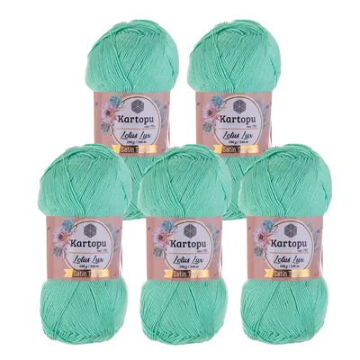 Produktbild von Glitzerwolle Kartopu Lotus Lux 5x100g Strickgarn Wolle mit Glitzer  Glitzergarn Sommer, Farbe:K507 mintgrün