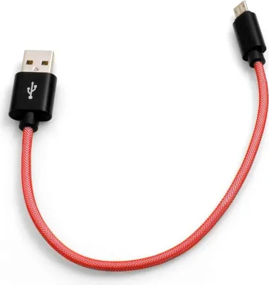 Produktbild von System-S Micro USB Kabel zu USB A 2.0 Geflochtene Nylon Ummantelung Rot 25 cm