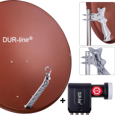 Produktbild von DUR-line Select 85/90cm Komplettanlage rot + Octo LNB