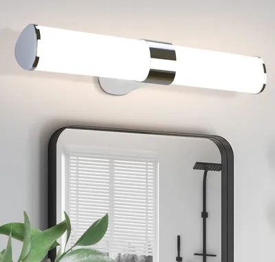 Obrázok produktu pre ZMH LED zrkadlové svetlo 8W 40CM chrómové nástenné svetlo vodotesné IP44 neutrálne biele 4000K odolné voči vlhkosti svetlo pre kúpeľňu suterén