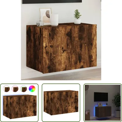 Produktbild von The Living Store TV-Wandschrank mit LED-Leuchten Räuchereiche 60x35x41 cm