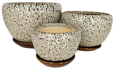 Produktbild von 3X Dekorativer Keramiktopf Mit Standblumentopf-Set