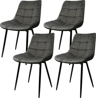 Produktbild von 4er Set Esszimmerstühle Küchenstuhl Polsterstuhl Wohnzimmerstuhl aus Samt mit Rückenlehne Dunkelgrau