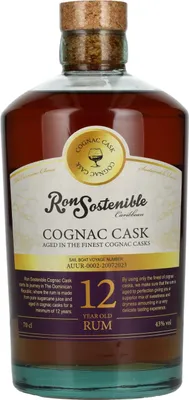 Image de Ron Sostenible 12 Years Old Cognac Cask Rum 43% Vol. 0,7l