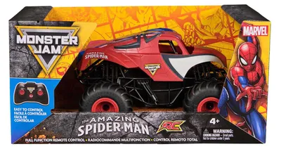 Produktbild von Monster Jam , Marvel Spider-Man RC, ferngesteuerter 1:24 Truck, Monstertruck, 4 Jahr(e), Kunststoff, Schwarz, Rot