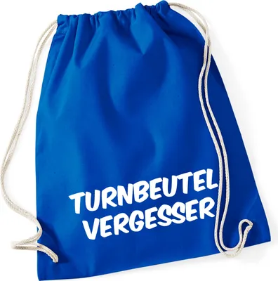 Produktbild von Huuraa Turnbeutel Turnbeutelvergesser Schriftzug 12 Liter Bright Royal Baumwolle Rucksack Geschenkidee