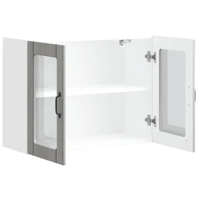 Produktbild von Hochwertig Küchen-Hängeschrank mit Glastür Lucca Grau Sonoma Holzwerkstoff 853853